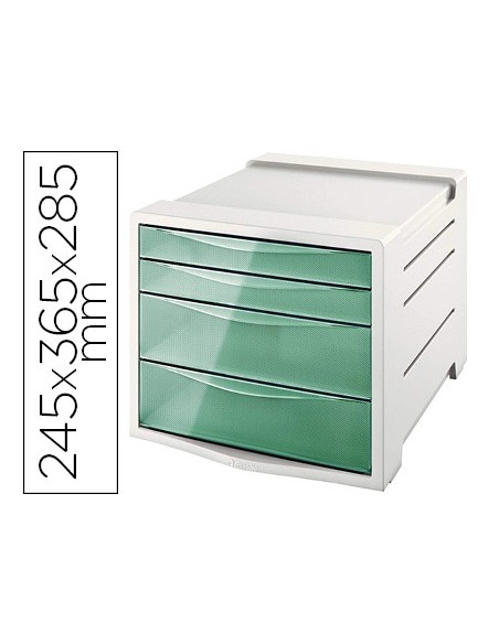 FICHERO CAJ.SOBREMESA ESSELTE ICE PLASTICO 4 CAJ.VER.245X365X285 MM