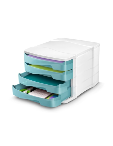 FICHERO CAJONES CEP ANTIBACTERIANO 4 CAJONES BL./VER 292X386X246MM