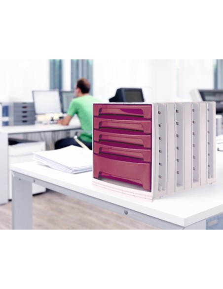 FICHERO CAJ. SOBREM.37X30,5X21,5 CM BANDEJA ORG.SUPERIOR 5 CAJ. BURDE