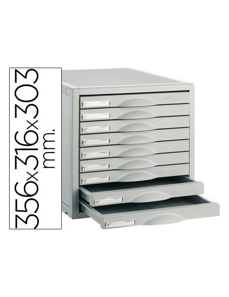 FICHERO CAJON SOBREM.8409C 356X316X303 MM 9 CAJ. COLOR GRIS