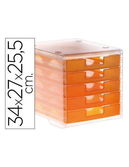 FICHERO CAJ. SOBREM.340X270X255 MM APILABLES 5 CAJ. NARANJA MANDARINA