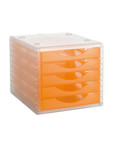 FICHERO CAJ. SOBREM.340X270X255 MM APILABLES 5 CAJ. NARANJA MANDARINA
