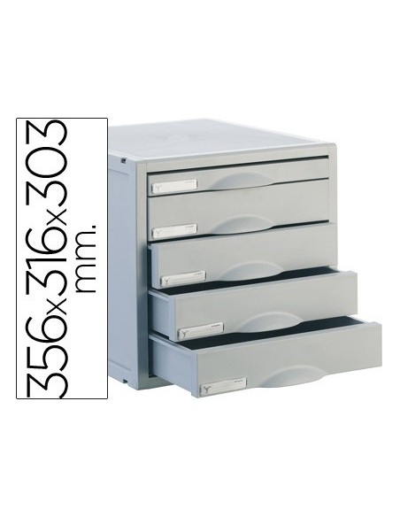 FICHERO CAJ. SOBREM.ARCHISYSTEM 356X316X303 MM 5 CAJ. COLOR GRIS 4 52