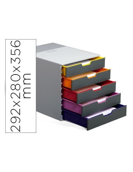 FICHERO 5 CAJONES DURABLE VARICOLOR APILABLES 292X280X356MM.7605-27