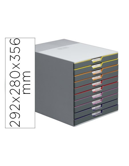 FICHERO 10 CAJONES DURABLE VARICOLOR APILABLES 292X280X356MM.7610-27