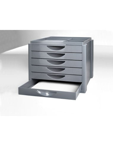 FICHERO CAJONES Q-CON.BAND.ORGANIZADORA SUPERIOR 6 CAJONES GRIS OPACO