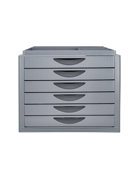 FICHERO CAJONES Q-CON.BAND.ORGANIZADORA SUPERIOR 6 CAJONES GRIS OPACO