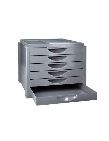 FICHERO CAJONES Q-CON.BAND.ORGANIZADORA SUPERIOR 6 CAJONES GRIS OPACO