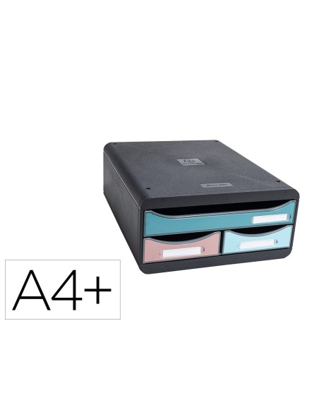 FICHERO CAJONES EXACOMPTA SKANDI A4+ PP. RECICLADO 3 CAJONES SURT.