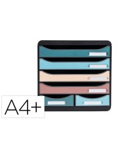 FICHERO CAJONES EXACOMPTA SKANDI A4+ PP. RECICLADO 6 CAJONES SURT.