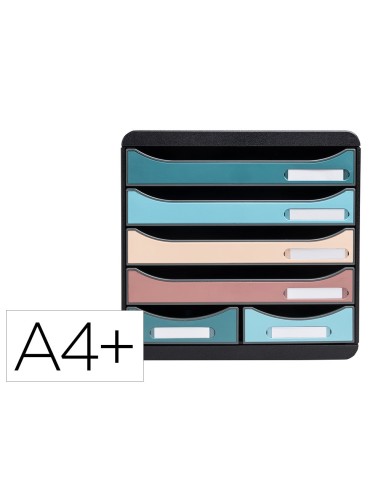 FICHERO CAJONES EXACOMPTA SKANDI A4+ PP. RECICLADO 6 CAJONES SURT.