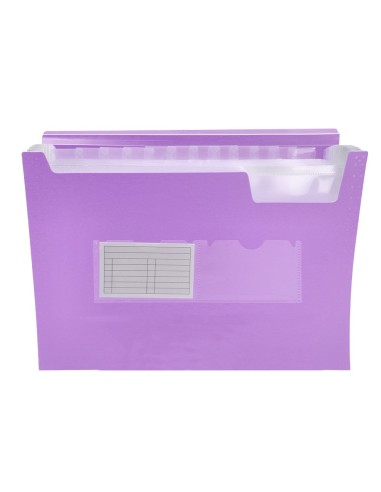 CARPETA CLASIFICADOR FUELLE PP. A4 LAVANDA OPACO 13 DEPARTAMENTOS