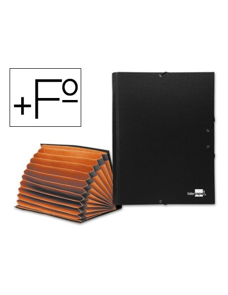 CARPETA CLASIF.A C.FORRADO FUELLE NEGRO 12 DEPARTAMENTOS