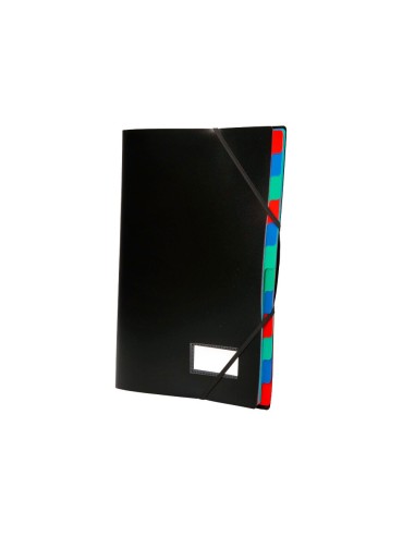 CARPETA CLASIFICADORA PP A4 NEGRA -PORTAFIRMAS -12 DEPARTAMENTOS