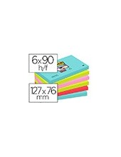 BLOC NOTAS ADH.POST-IT SUPER STICKY 76X127MM 6UD 90H. COL. SURT. 2