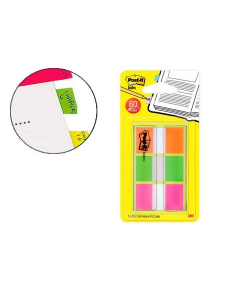 BANDERITAS SEP.POST-IT INDEX 680 NJ LIMA ROSA DISP.FUNDA 3X20