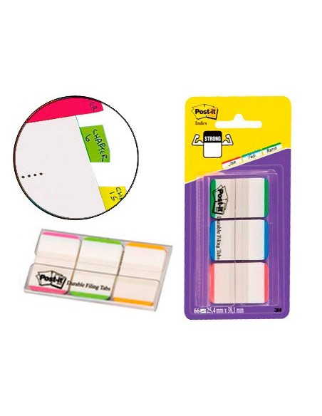 BANDERITAS POST-INDEX VERDE ROJO Y AZUL DISPENSADOR FUNDA 3X21