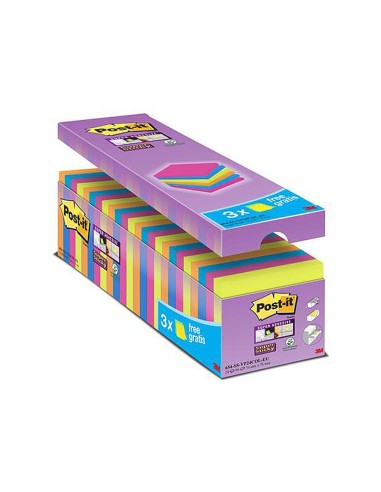 BLOC NOTAS ADH.POST-IT SUPER STICKY 76X76MM 24UD 90H. COL.SURT.