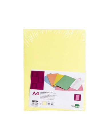SUBCARPETA A4 180 GR. LIDERPAPEL AMARILLO PASTEL C/50