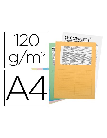 SUBCARPETA C/VENTANA A4 120 GR. Q-CON. COLORES SURTIDOS 25 UD.