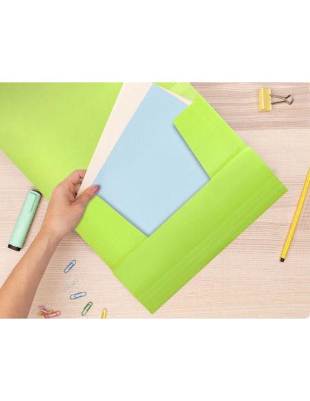 CARPETA GOMAS LIDERPAPEL A4 PP 3 SOLAPAS AM. FLUOR