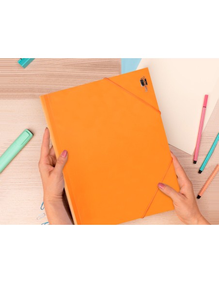 CARPETA GOMAS LIDERPAPEL A4 PP 3 SOLAPAS NJ. FLUOR