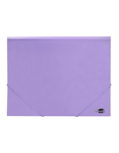 CARPETA GOMAS LIDERPAPEL A4 PP 3 SOLAPAS LAVANDA