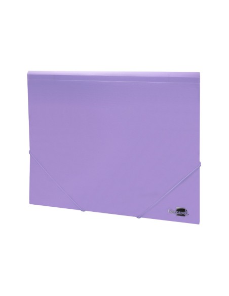 CARPETA GOMAS LIDERPAPEL A4 PP 3 SOLAPAS LAVANDA