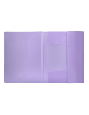 CARPETA GOMAS LIDERPAPEL A4 PP 3 SOLAPAS LAVANDA