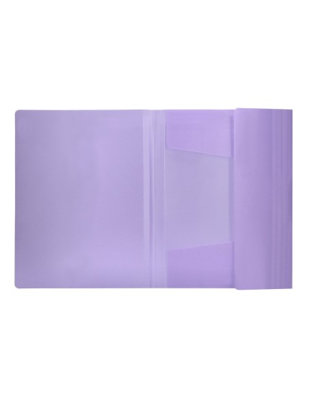 CARPETA GOMAS LIDERPAPEL A4 PP 3 SOLAPAS LAVANDA