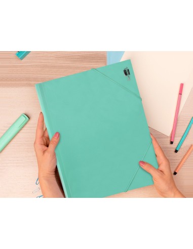 CARPETA GOMAS LIDERPAPEL A4 PP 3 SOLAPAS VE.