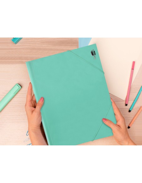 CARPETA GOMAS LIDERPAPEL A4 PP 3 SOLAPAS VE.