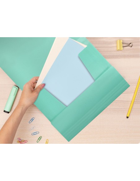 CARPETA GOMAS LIDERPAPEL A4 PP 3 SOLAPAS VE.