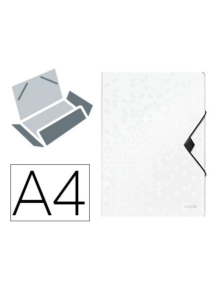 CARPETA GOMAS LEITZ WOW A4 PP 3 SOLAPAS BL.