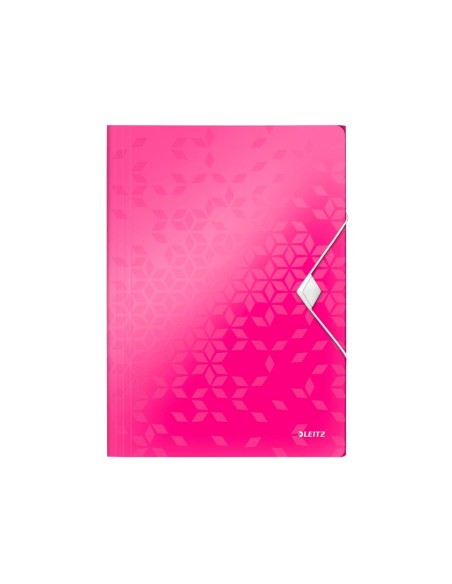 CARPETA GOMAS LEITZ WOW A4 PP 3 SOLAPAS FUCSIA