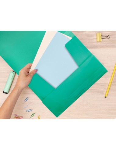 CARPETA GOMAS LIDERPAPEL A4 PP 3 SOLAPAS VE. TPTE.