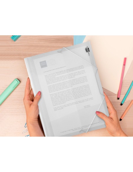 CARPETA GOMAS LIDERPAPEL A4 PP 3 SOLAPAS TPTE.