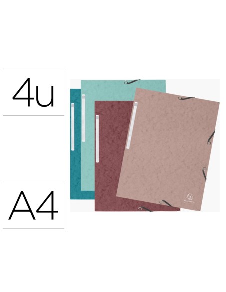 CARPETA EXACOMPTA SKANDI GOMAS CARTON 3 SOLAPAS A4 LOTE 4 UD.SURT.