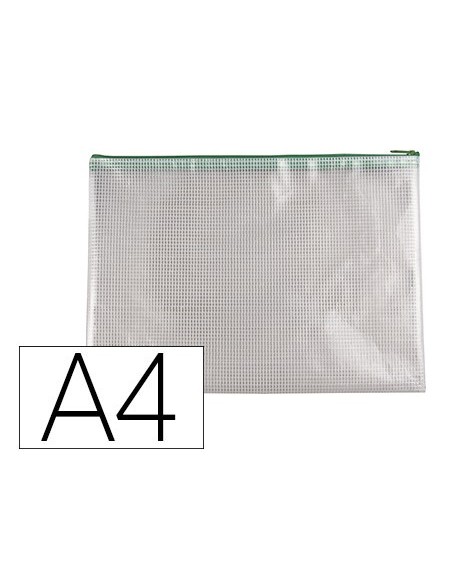 BOLSA MULTIUSOS Q-CON.PVC A4 APERTURA SUPERIOR CREMALLERA VER.