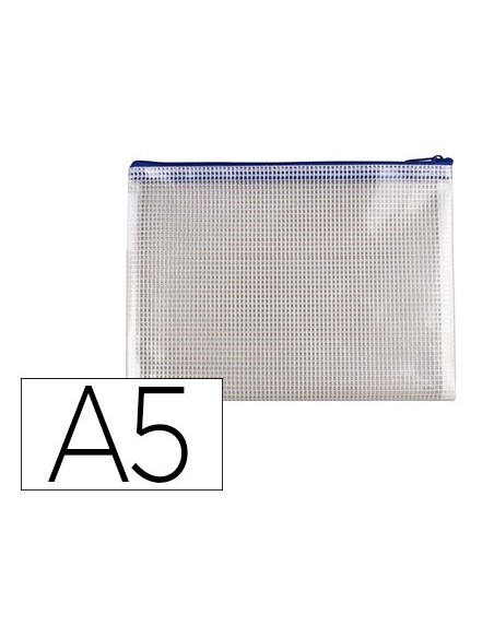 BOLSA MULTIUSOS Q-CON.MALLA DIN A5 APERTURA SUPERIOR CREMALLERA AZ.