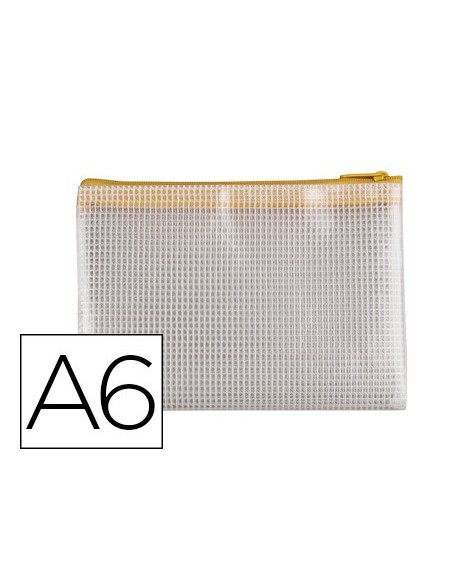 BOLSA MULTIUSOS Q-CON.MALLA DIN A6 APERTURA SUPERIOR CREMALLERA AM.