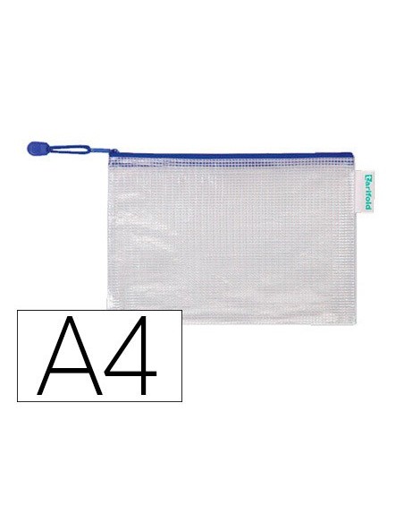 BOLSA MULTIUSOS TARIFOLD PVC A4 APERTURA SUP.PORTABOLIGRAFO CORREA AZ