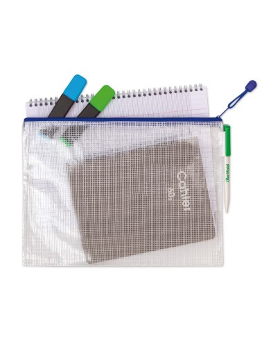 BOLSA MULTIUSOS TARIFOLD PVC A4 APERTURA SUP.PORTABOLIGRAFO CORREA AZ
