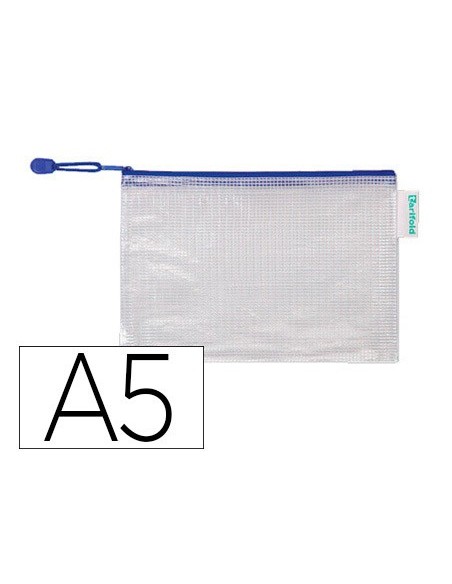 BOLSA MULTIUSOS TARIFOLD PVC A5 APERTURA SUP.PORTABOLIGRAFO CORREA AZ