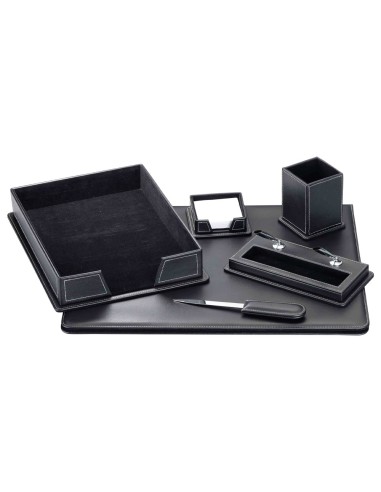 ESCRIBANIA SOBREM.NEGRO SIMIL PIEL JUEGO 6 PIEZAS