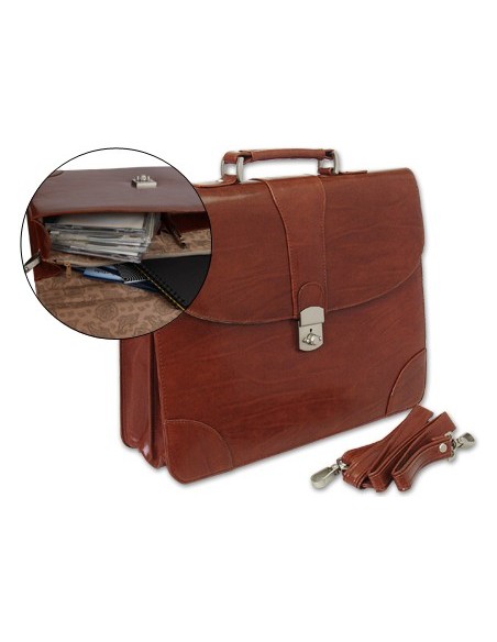 CARTERA PORTADOC.Q-CONNECT KF02610 C/CORREA Y DPTOS INTERIORES MARRON