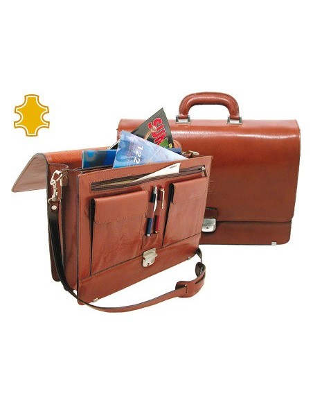 CARTERA PORTAFL.S ARTESANIA PIEL C/BROCHE MEDIDAS 40,3X30X10,5 CM.