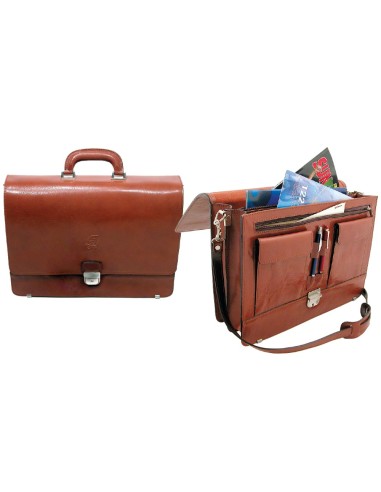 CARTERA PORTAFL.S ARTESANIA PIEL C/BROCHE MEDIDAS 40,3X30X10,5 CM.