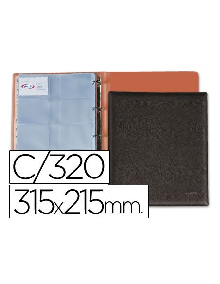 TARJETERO EXTRAGRANDE PARDO FL.320 TARJETAS SIMIL-PIEL NEGRO