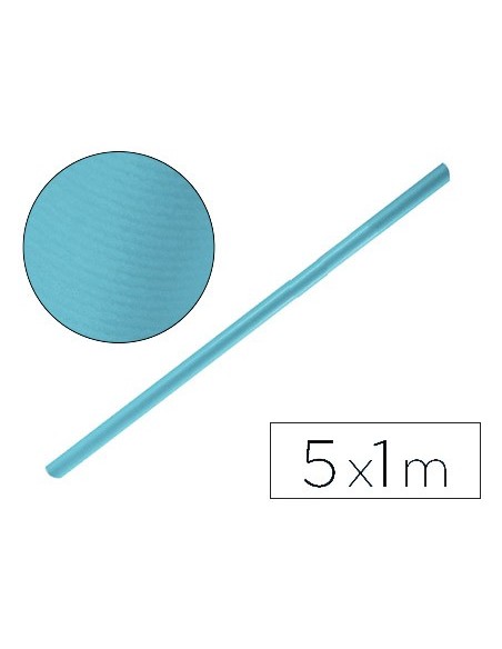 PAPEL KRAFT LIDERPAPEL AZUL TURQUESA ROLLO 5X1 MT